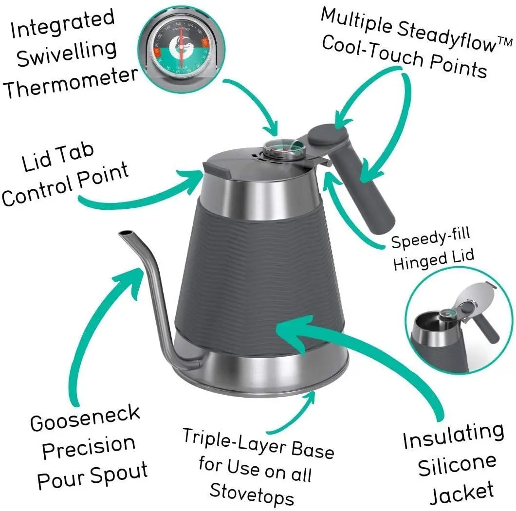 Stainless Steel 52 Oz Pour Over Coffee Kettle With Thermometer Buy