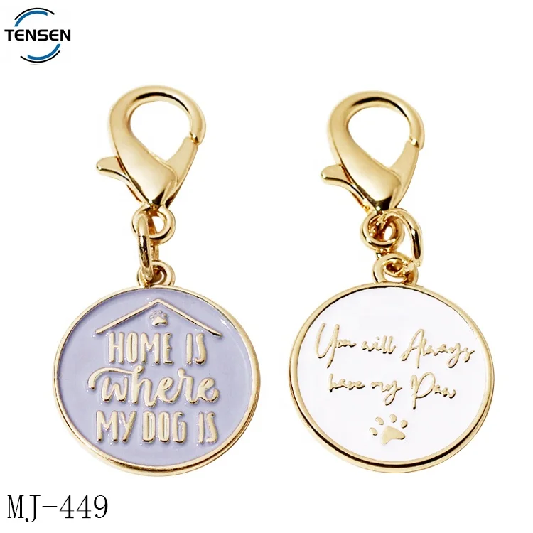 Personalized Garment Decorative hang Charms Custom Enamel logo Embossed Tags Pendant Fitting for Choke Chains