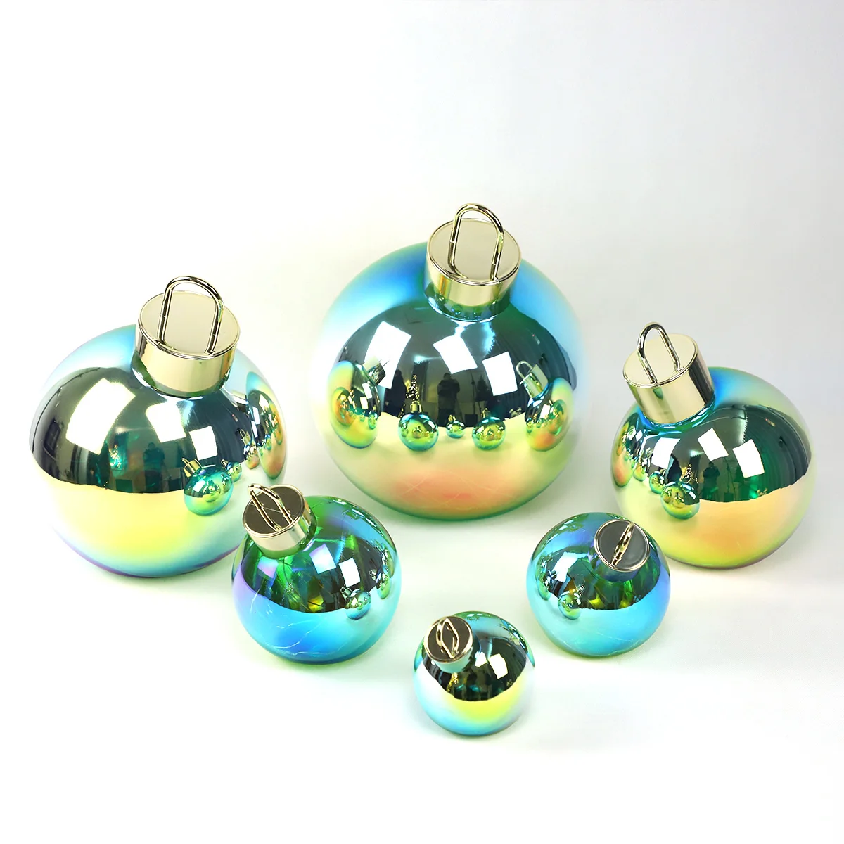 New design wholesale lighted up glass Christmas decoration glass flat balls set for home deco