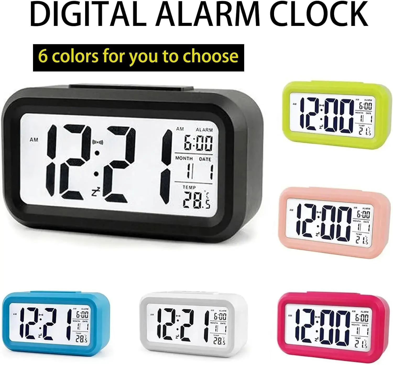 2024 New Multi Function LCD Desk Clock Function Digital Table Night Light Alarm Clock for Children Sleep