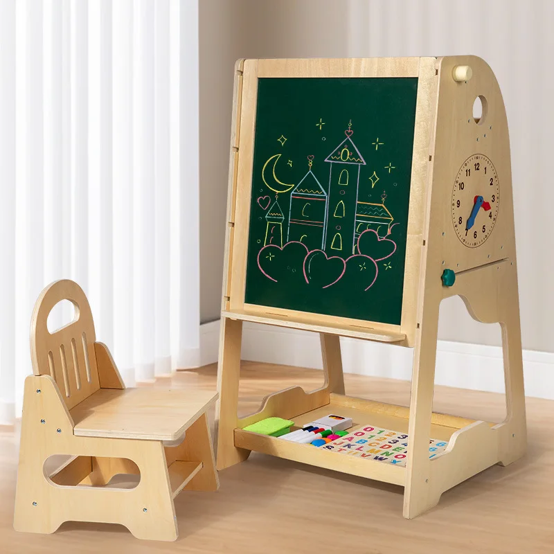 Fabrikdirekter Großhandel Frühkindliche Bildung multifunktionales Bücherregal Zeichentafel Holzzeichenspielzeug für Kinder pädagogisches Spielzeug