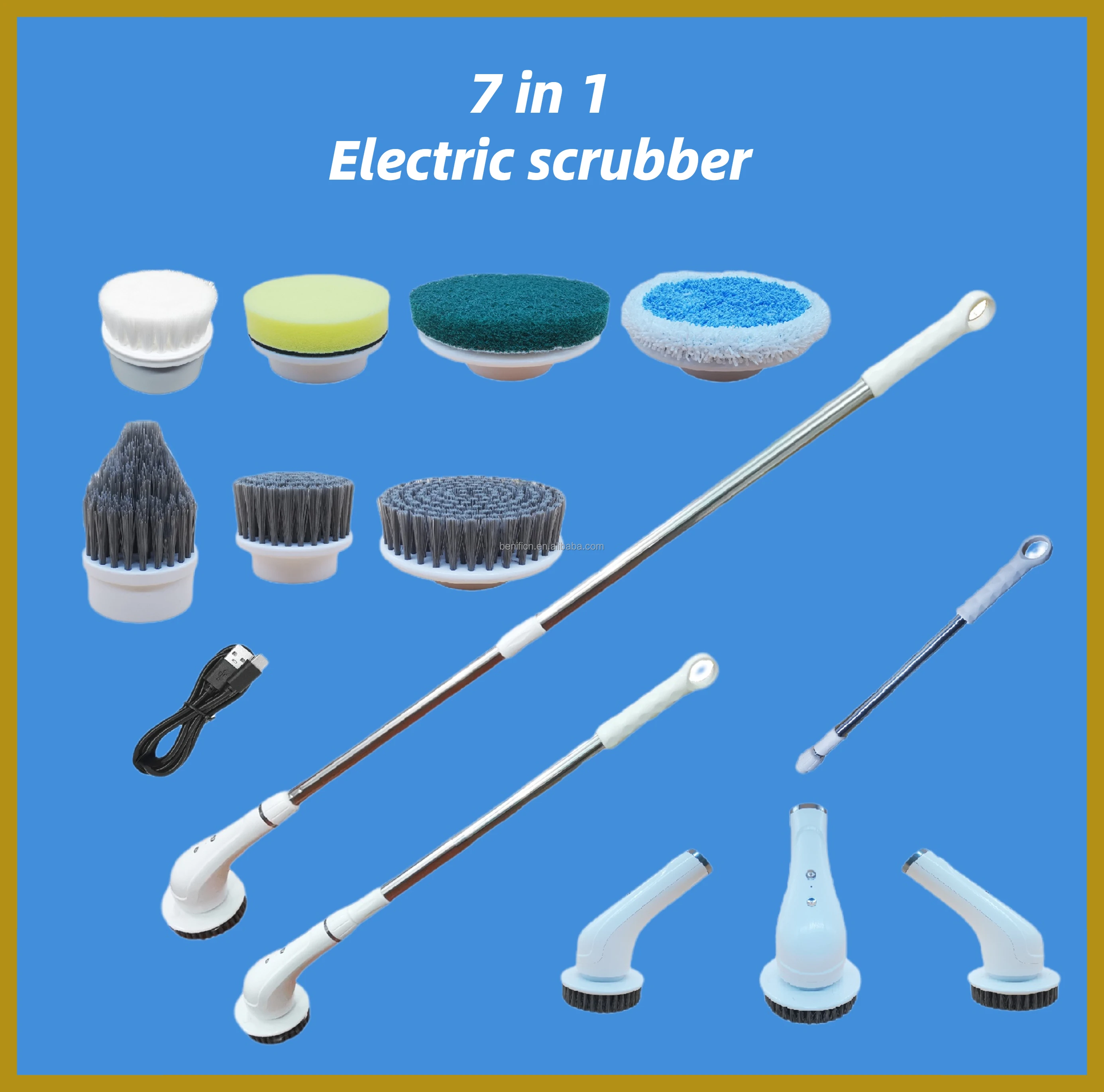 Electric Spin Scrubber Cordless Power Scrubber Cleaning Brush With 2 Rotating Speeds And 3