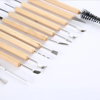 11pcs Wood Clay Sculpting Kit Sculpt Smoothing Wax Carving Pottery Ceramic  Tools