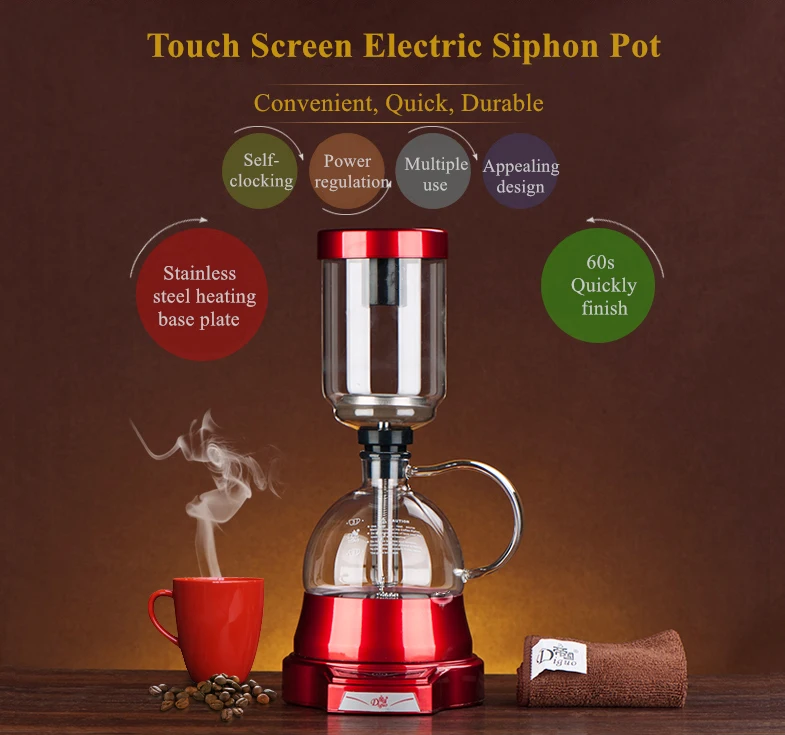 Arriart Stainless Steel Syphon Coffee Maker Electric Siphon Coffee