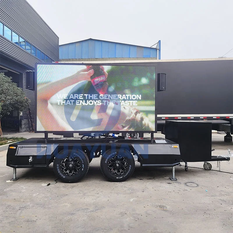 Mobile Led Screen Trailer With Hydraulic Upgrade System Rotates Double
