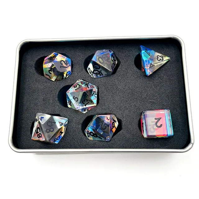 RPG Custom Gemstone Polyhedral Dice Set for DND Games details
