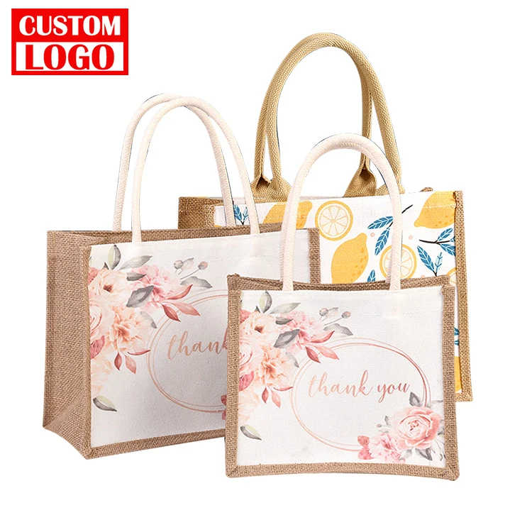 Borse per il trasporto di nozze in lino naturale all'ingrosso borsa a mano  da spiaggia per donna borsa a mano in tessuto di iuta da sposa per Gif