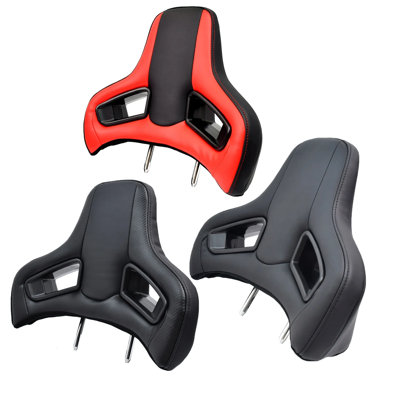 Custom Leather Racing Seat Headrest, 2PCS Universal Bucket Seat