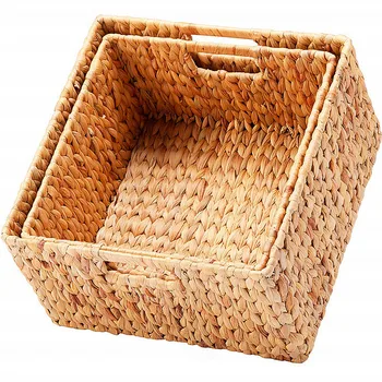 Handmade Natural water hyacinth Storage Plant Basket with Handle Wholesale Grass and Seaweed Woven Fabric Materia