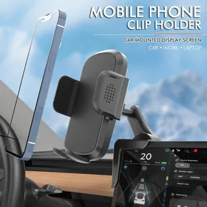 2021-2023 Tesla Model 3/Y Plastic Upgrade Car Phone Holder Mount 360 Rotation Foldable Clip Stand Electric Vehicle Dashboard