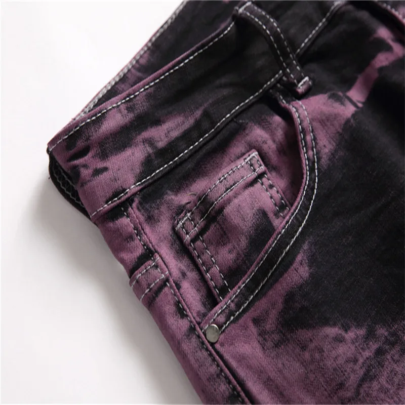 Gingtto Custom Stretch Ripped Jeans Skinny Jeans Men Purple Jeans - Buy ...