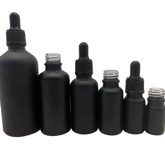 15Ml 20Ml 30Ml 50Ml Black Matte Essence Oil Silicon NBR PVC Nipple Bulb Glass Plastic Gradient Pipette Dropper GLASS BOTTLE