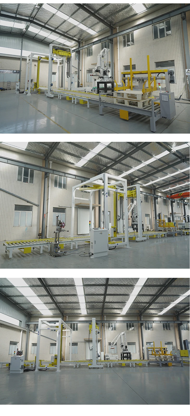 Automatic Robot Palletizer Pallet Strapping and Wrapping Machine ...