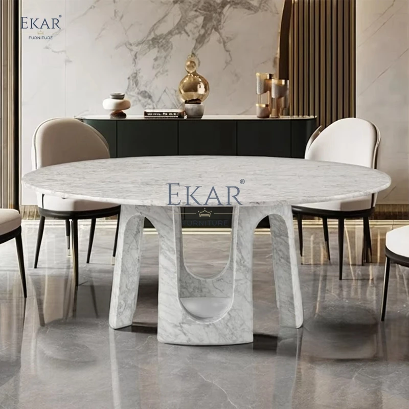 product modern dining table set elegant chinese luxury design sleek metal base home villa hospital use featuring marble wood materials-60