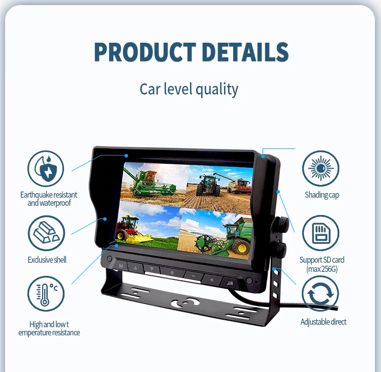7 Inch 4 Channel Reverse Monitor 7inch Monitor IPS Screen with 1/2/3/4 Camera Ahd1080p