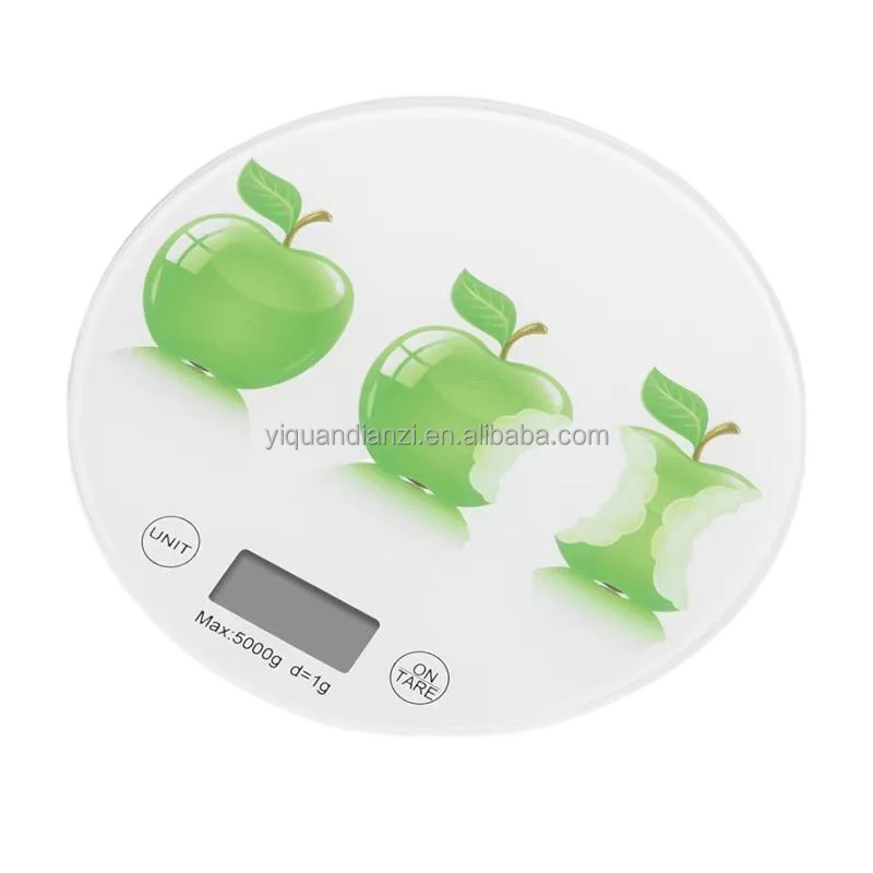 Pattern Silkscreen Printing Customized Mini Cute Shape Tempered Glass Platform 5000 Grams Digital Weighing Scale
