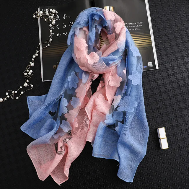 TB Wy Lightweight Floral Pattern 65*180cm Scarf Shawl Fashion Scarves Sunscreen Shawls for Women