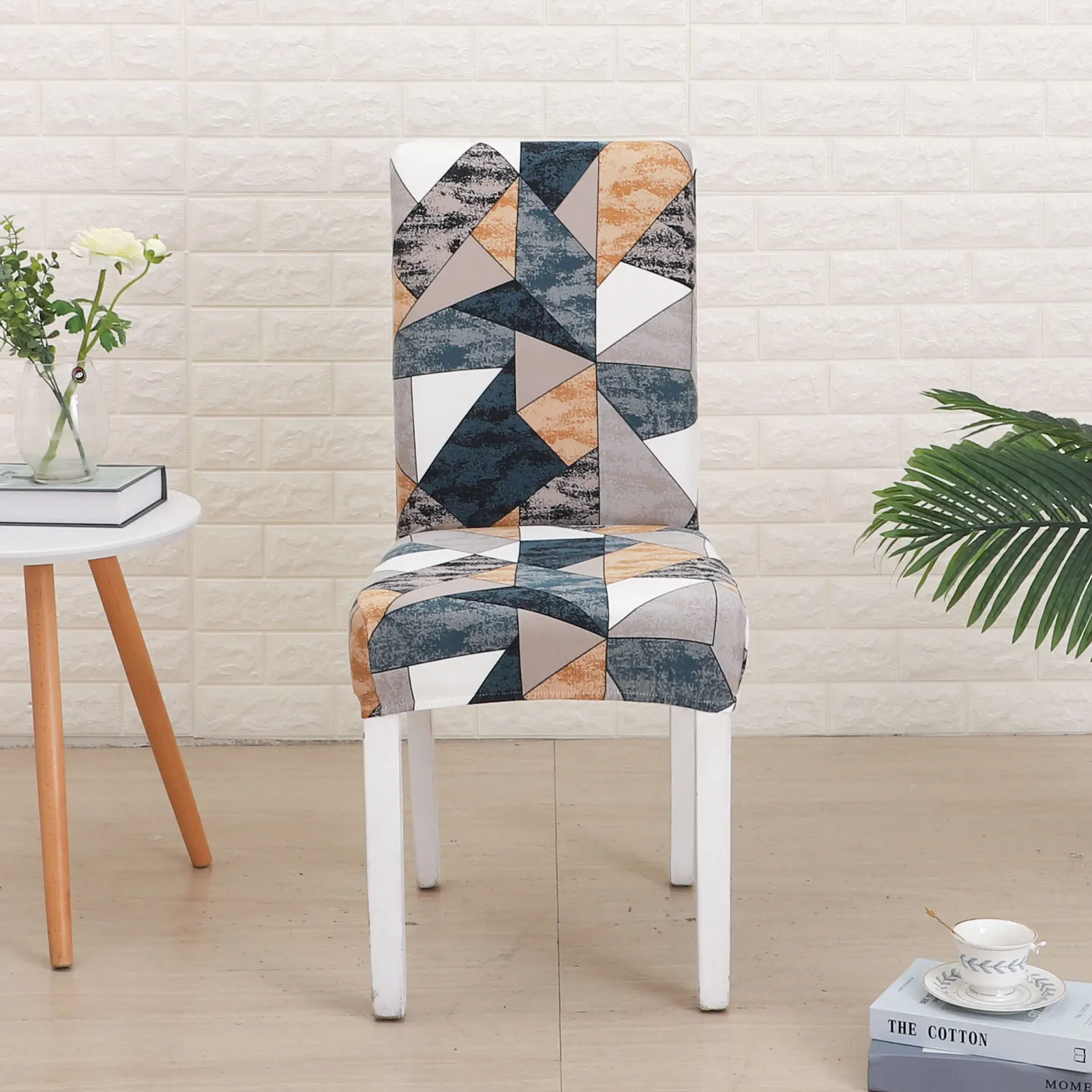 High Quality 160GSM Printed Pattern Chair Cover Stretch Dining Room Chair Covers Removable Washable Cover