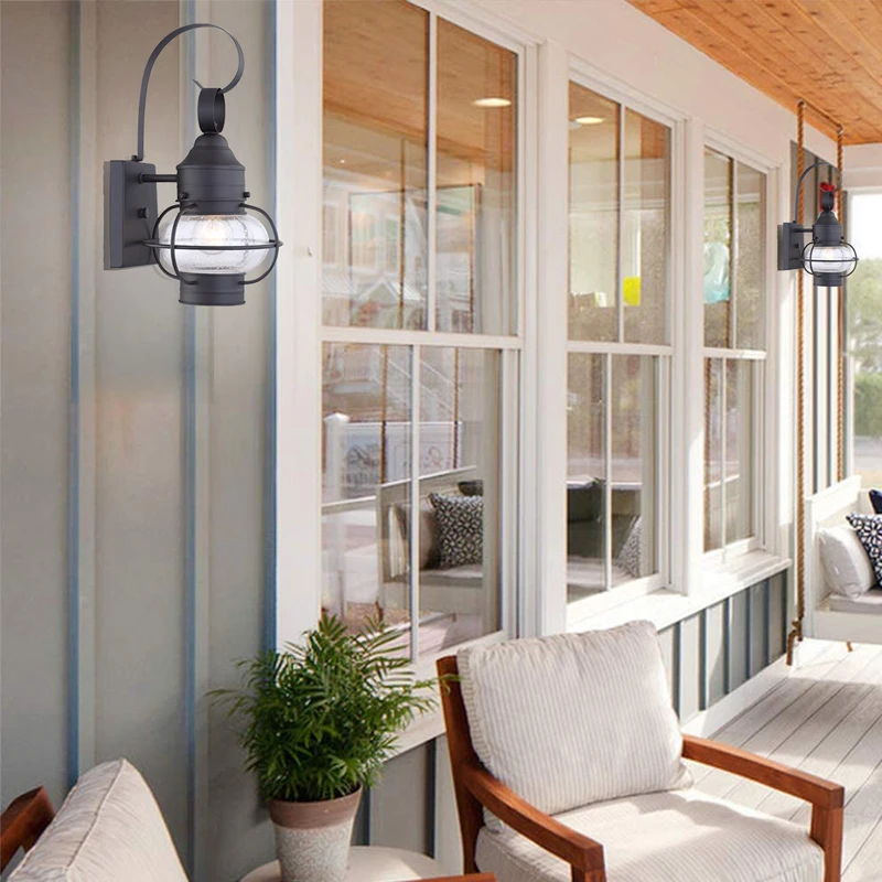 Luxury traditional LED outdoor light garden Waterproof seeded glass outdoor wall light