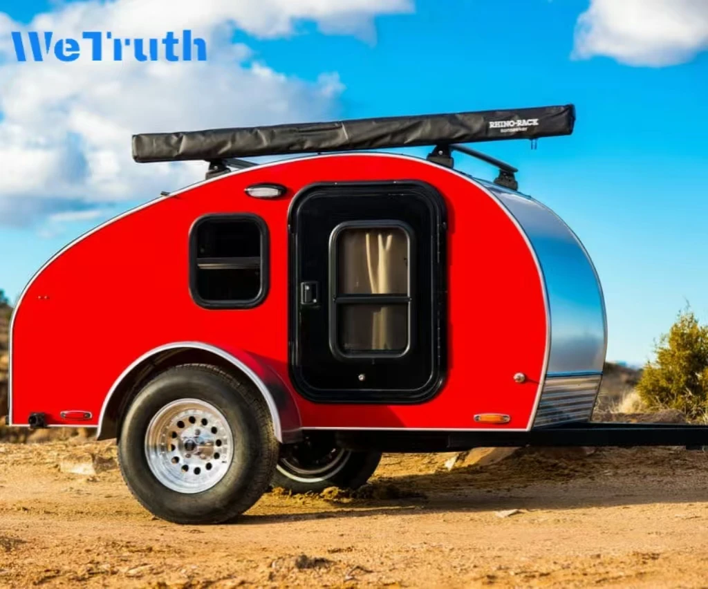 Luxury Lightweight Aluminum Teardrop Travel Trailer Caravan Modern Multifunctional with Camping Tent for Off-Road Adventures