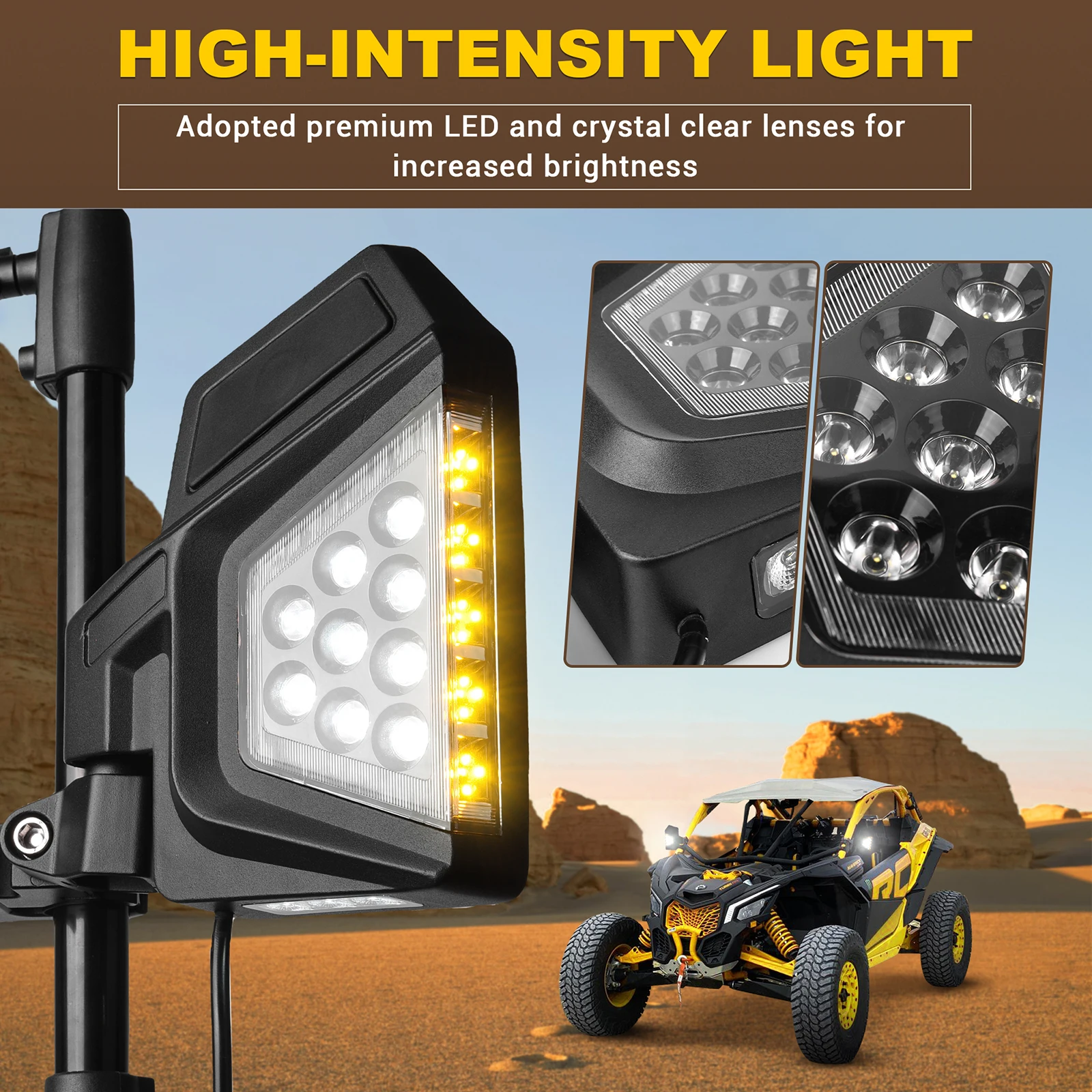 Mictuning Utv Rzr Side Rear View Mirrors Heavyduty Aluminum Rearview