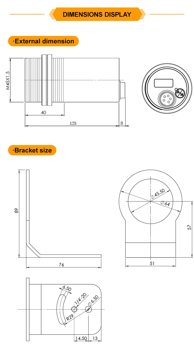 JSD-T1080A 100~800℃ Probe Non-contact Industrial Transmitter Measurement Thermometer 4-20mA Online Infrared Thermometer Sensor details