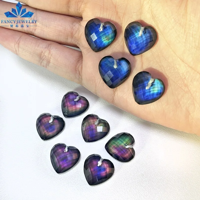 New Arrival Custom Color Change Temperature Sensing 16x16mm Heart Shape Flat Back Faceted Mood Stone Beads for DIY Making