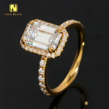 Fine Jewelry 925 Sterling Silver Emerald Cut Moissanite Women Jewelry Wedding Set Rings Engagement Ring