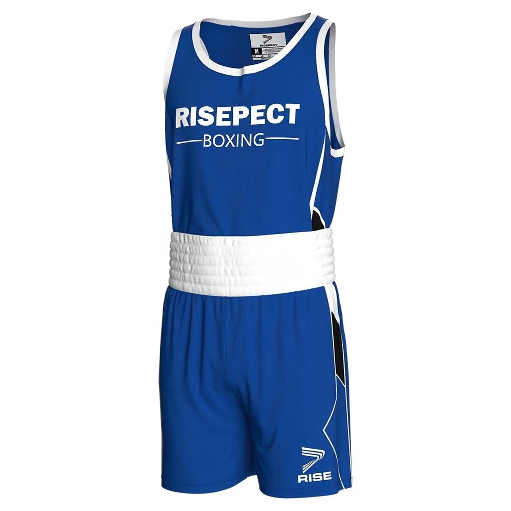 RISE Durable Boxing Uniform Sets Boxing Shorts and Boxing Singlets Combo Silk Smooth Fabric Made