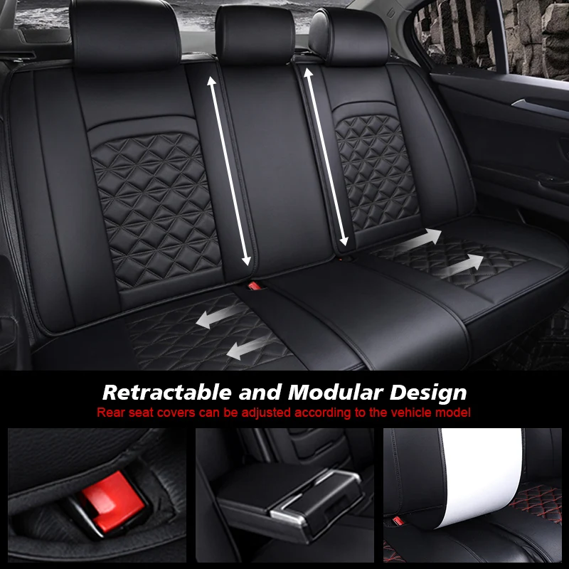 Full Surrounded with Airbag Place Universal Leather Woman Fabric  Pvc Car Seat Covers for Sport Black