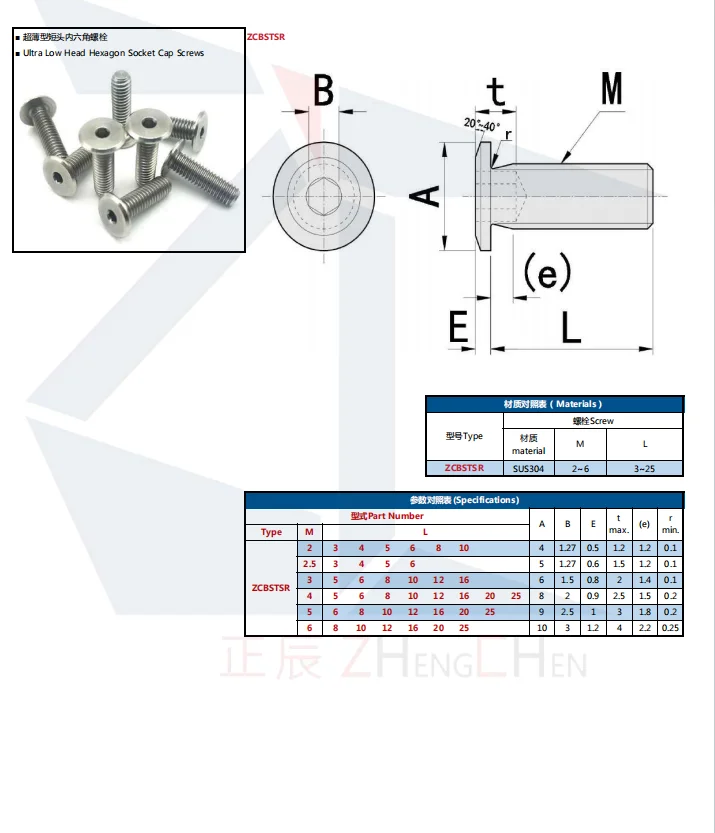 product early bird special stainless steel cbstsr ultra low head hexagon socket cap screws-41