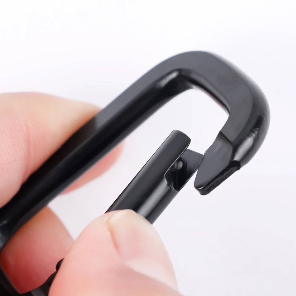 Oxidation Keychain Aluminum Flat Hooks Carabiner 50mm Black Locking Square Carabiner With Strap