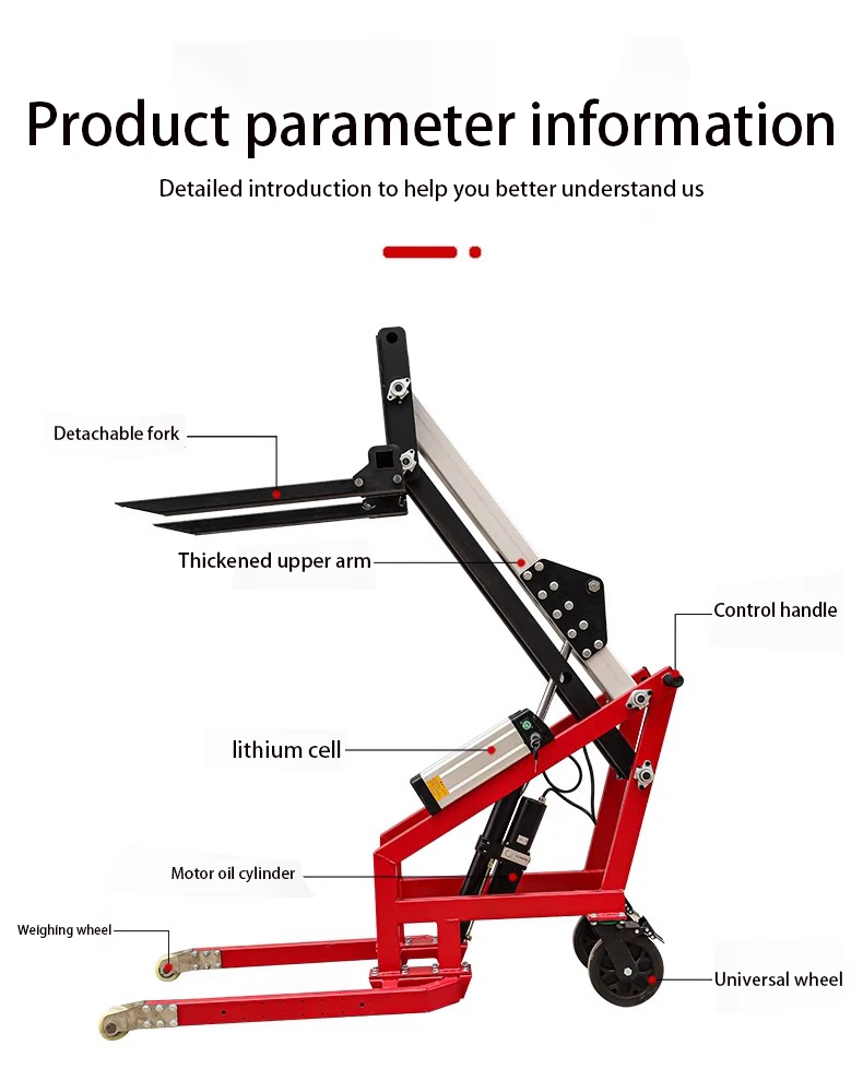Small Portable Electric Stacker Crane with 24V Battery 500kg Pallet Loading Truck Forklift Electric