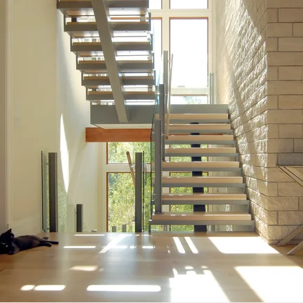 Modern Steel Beam Floating Straight Staircase Kit Design Wooden Straight Stairs