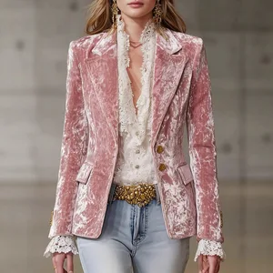 2026 Women's Lapel Long Sleeved Fashionable Slim Fit Suit Casual Pocket Jacket