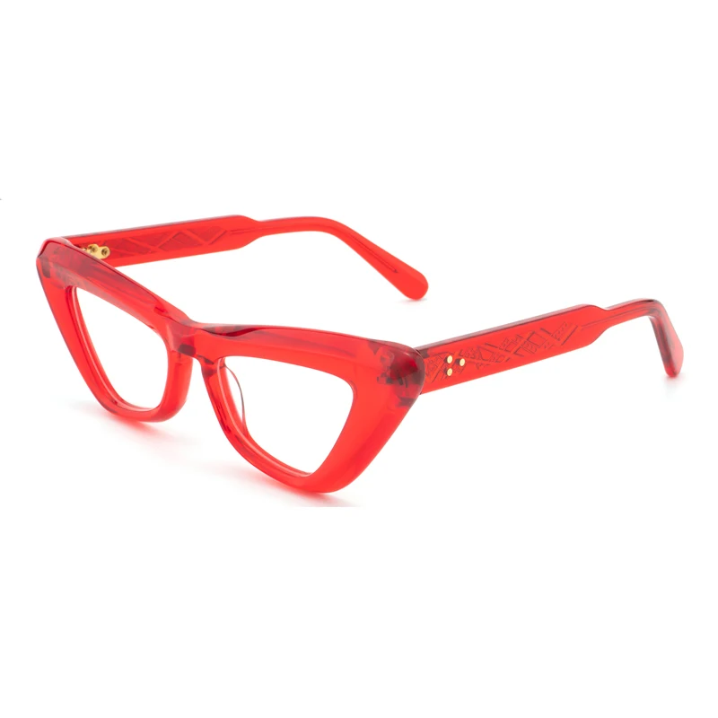 DXH-XH24014A New Unisex Fashion Custom Logo Cat Eye Thick Acetate Eyeglasses Frames for All Face with Hinge Temple Insert Pins