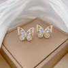 Zircon butterfly earrings - gold