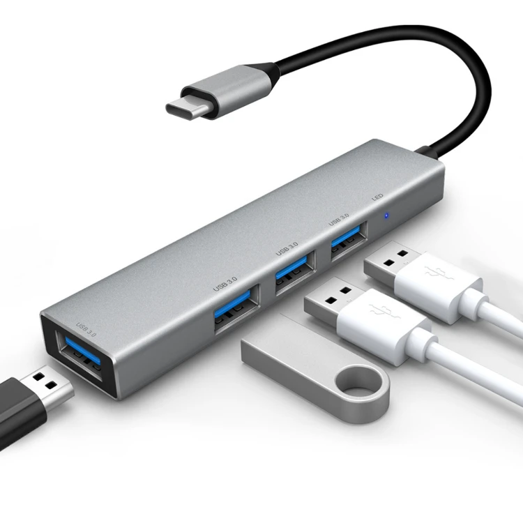 OEM Aluminum Alloy Type-c Usb c 3.0 Multiport 4-port 2 Usb 3.0 Hub