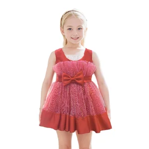 Wholesale Summer Fashion Girls Dress for Children Solid Pattern Baby Clothes with Elegant Ruffles Decoration ODM Woven Fabric