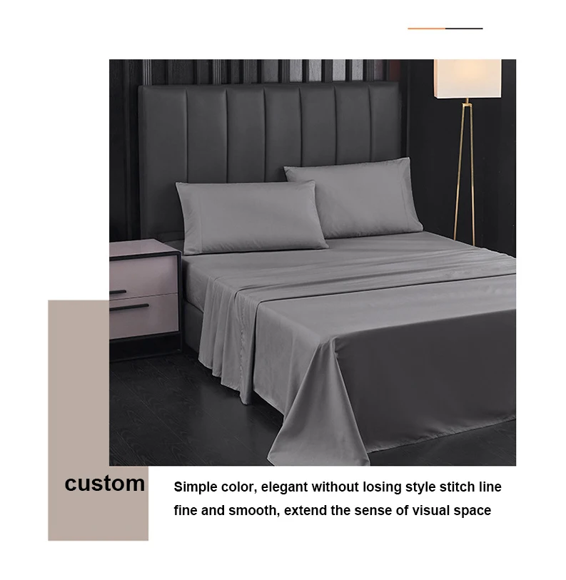 Bedding sheet single solid color woolen hat home textile bed cross-border bed sheet 4 piece bedding set details