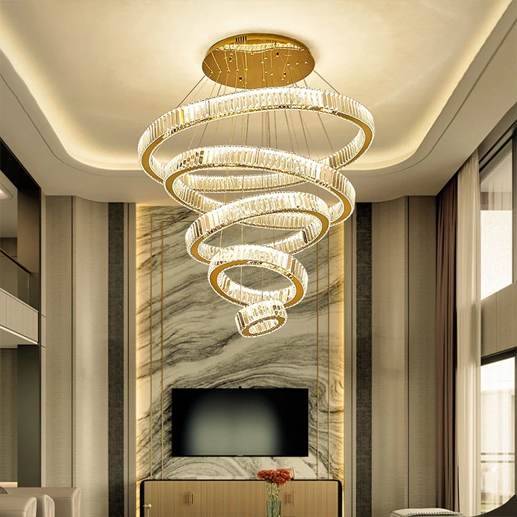 Luxury Gold Rings Ceiling Circle Hanging Nordic Creative Ceiling Lights