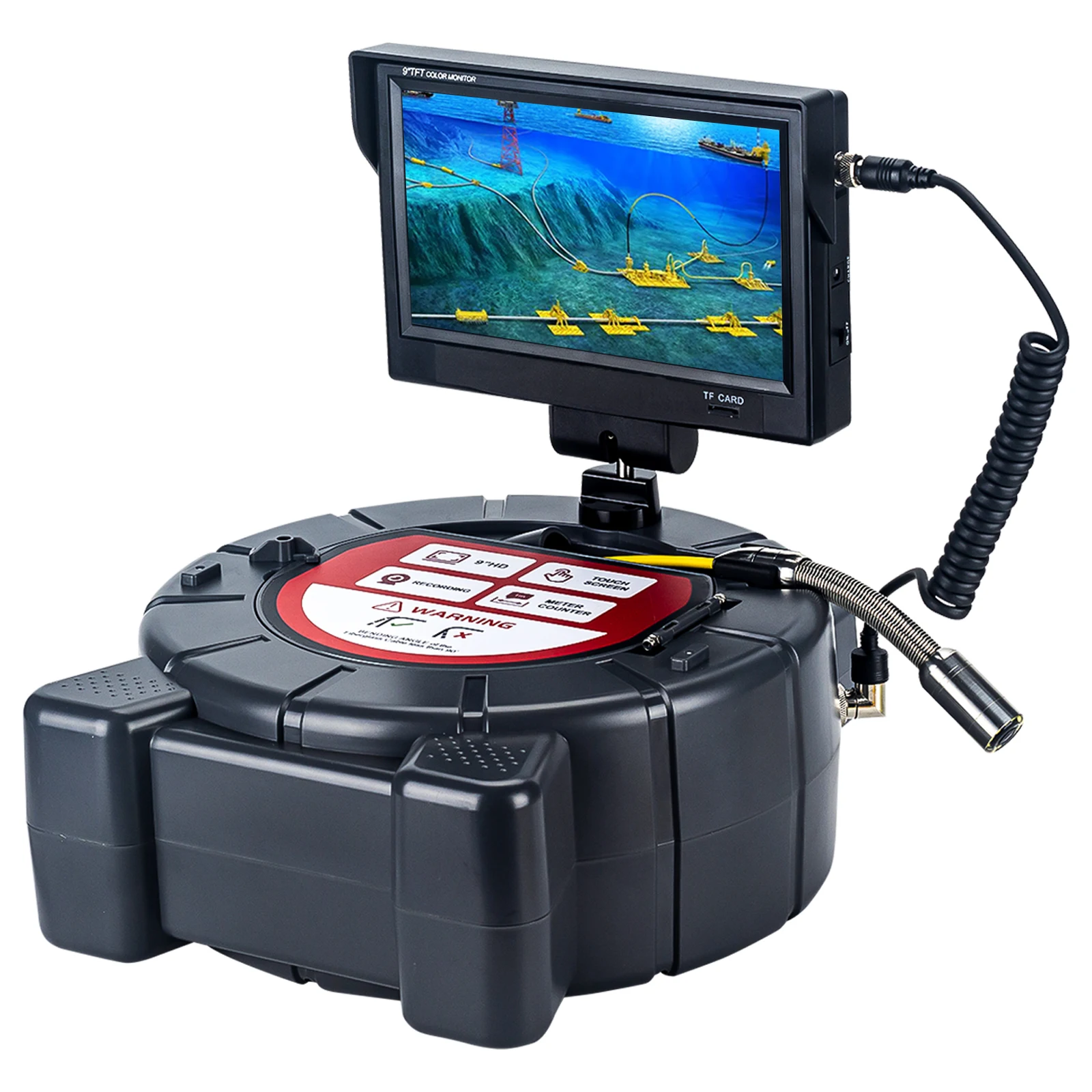 camera de canalizare cu ecran HD1080P tactil de 9Inch cu Sonde de 512Hz & Auto-nivelare & Contor de metri pentru inspecția conductelor de casă