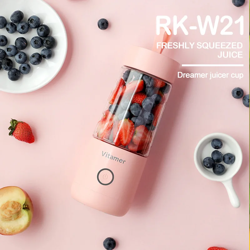 Mini mixeur électrique portable 350 ml pour jus de fruits, rechargeable par USB, avec gobelet de sport et fonction smoothie._voghion.com