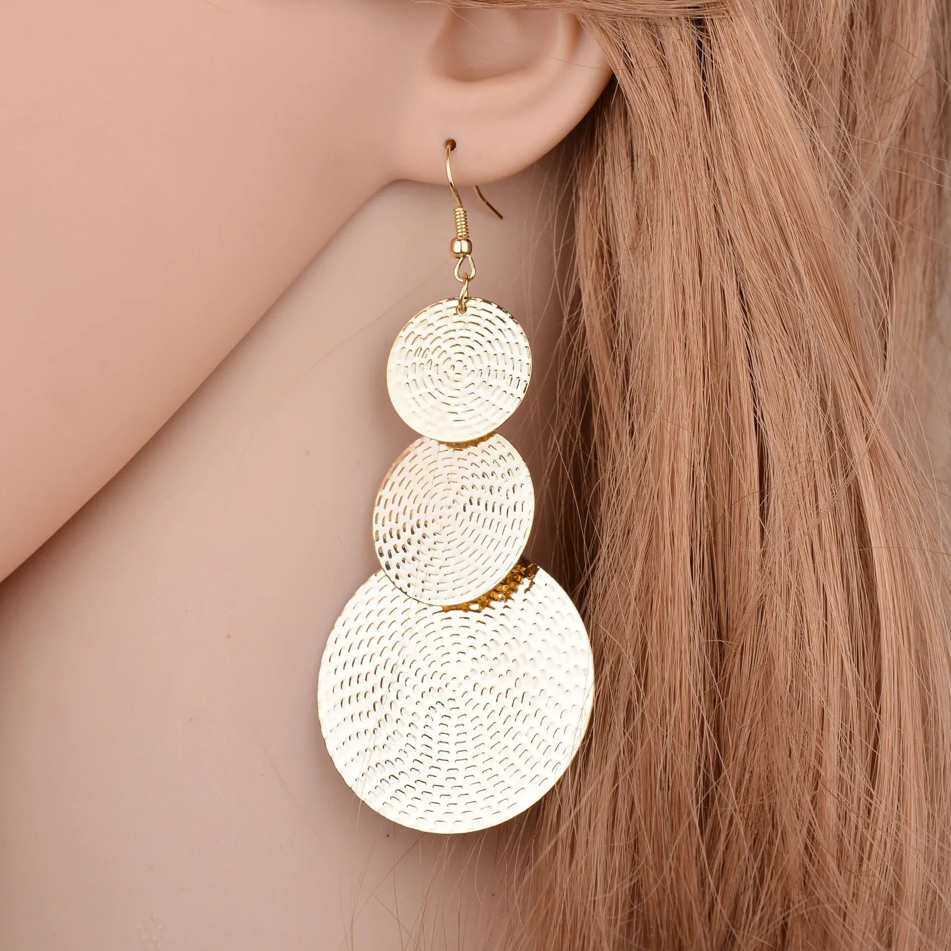 Long Silver Earrings gold sold dangle earrings geometric disc earrings for women Gift for her