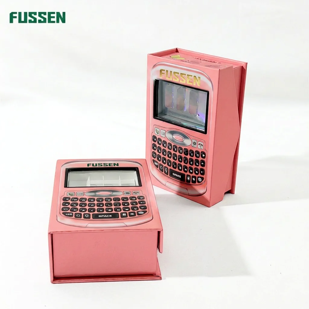 FUSSEN Eco Friendly Small Rigid Magnetic Box for Press on Nails Custom Logo Pink Empty Packaging Case
