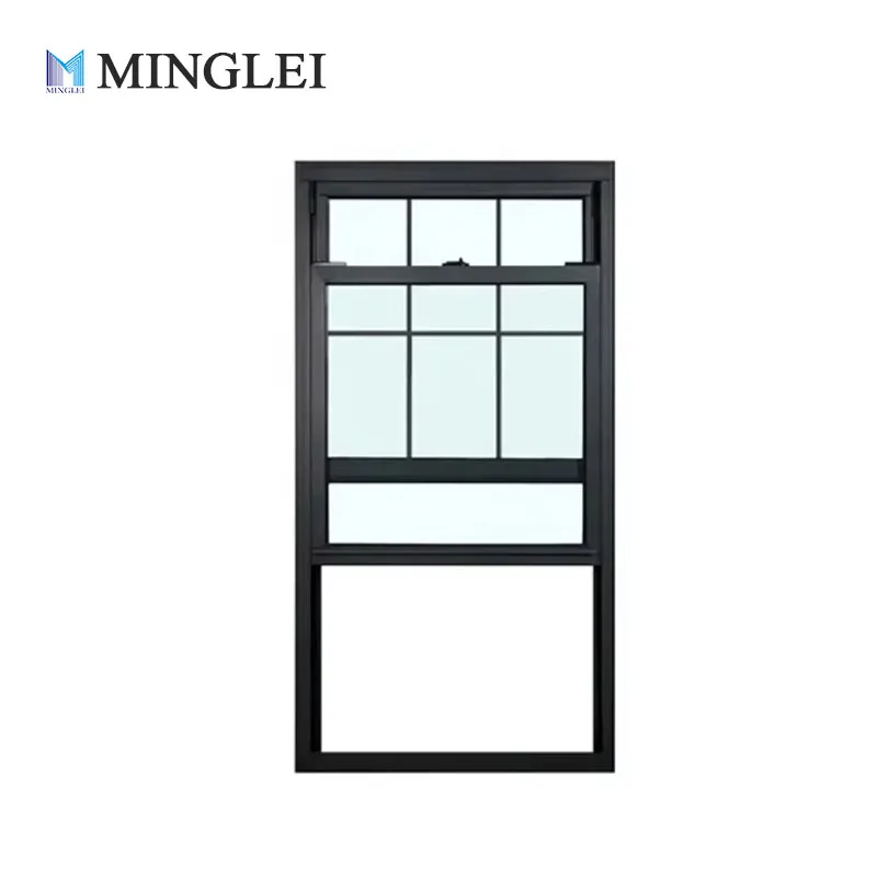 Free Design Double Hung Black Aluminum Window Energy Effective with All Colors Aluminum Alloy Frame windows