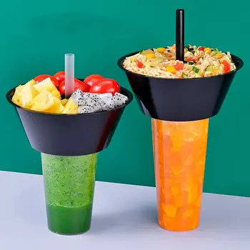 Hot Sale 2 In 1 Food Grade PP Disposable Plastic Juice Drinking Cup With Popcorn Snake Bowl