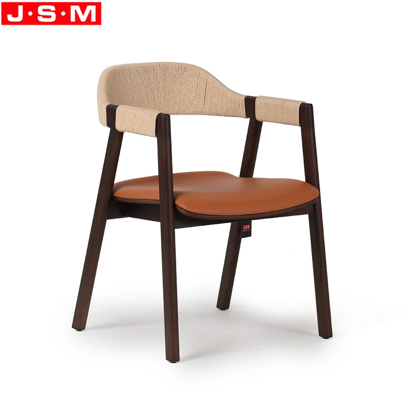 Wholesale Wood Design Dining Chair With Paper String Woven Back And Arm
