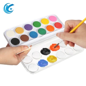 16-Color Watercolor Paint Set with Pocket Metal Ring Brush for Students Kids Beginners on Canvas and Paper or School