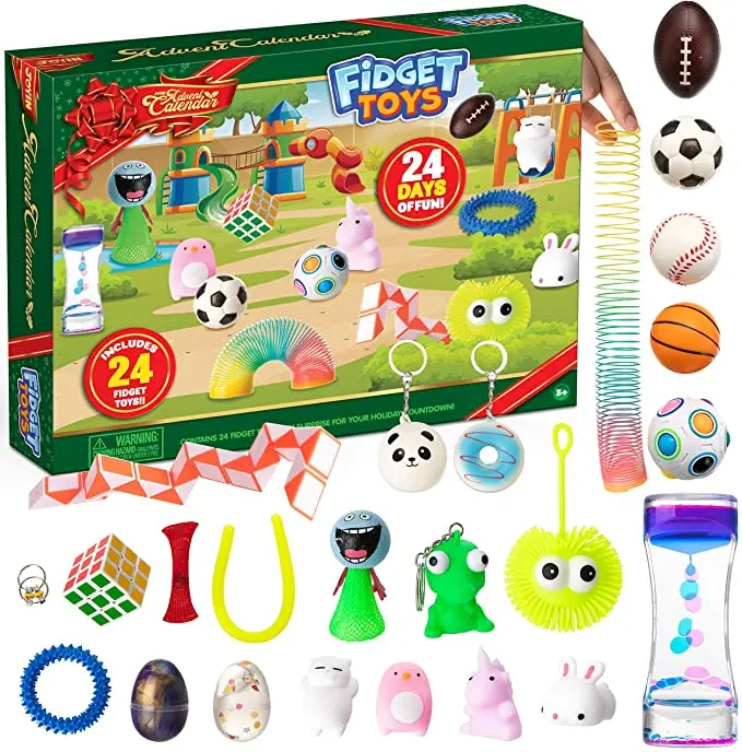 Source Custom Bio-degradable Christmas 24 Fidget Toy Advent Calendar  Wholesale Fidget Toy Advent Calendar on m.alibaba.com